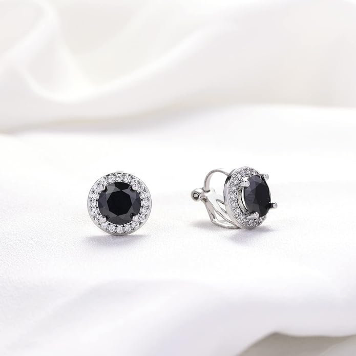 YOQUCOL 8MM Cubic Zirconia Crystal Clip On Stud Earrings Round Non Pierced Earrings for Women