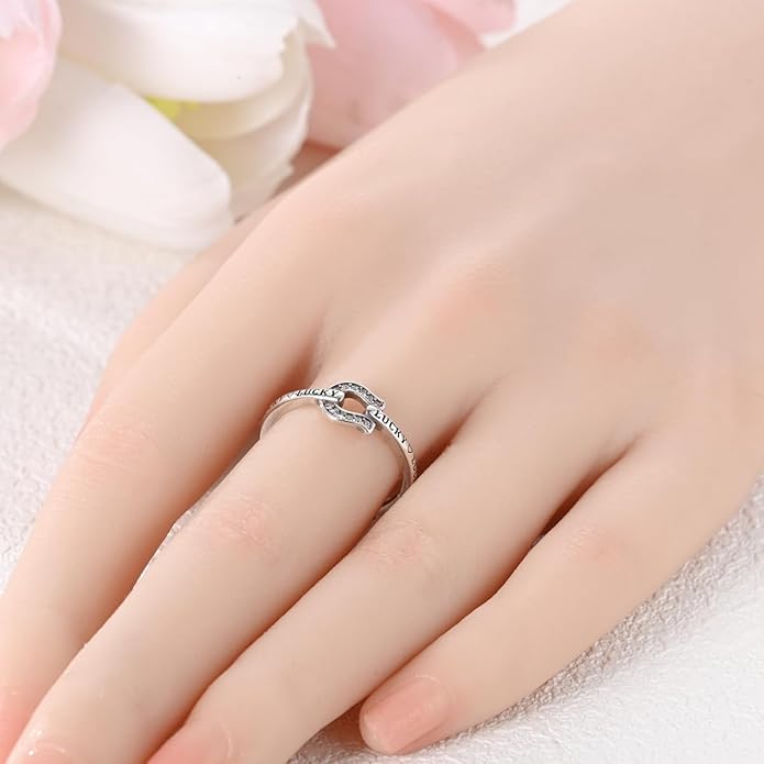 Parmuz 925 Sterling Silver Adjustable Ring for Woman Stackable Open Lucky Ring Eternity Bands Dainty CZ Statement Engagement