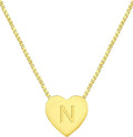 YL Initial Necklace 925 Sterling Silver Heart Letter Pendant A-Z Alphabet Cubic Zirconia Jewelry for Women