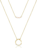 Turandoss Dainty Layered Choker Necklace, Handmade Y Pendant Necklace Multilayer Bar Disc Necklace Adjustable Layering Choker Necklaces for Women