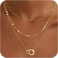 NECOCY Valentine's Day Gift 14k Gold/Silver Plated Layered Gold Necklaces for Women, 3Pcs Dainty Herringbone Choker Set, Trendy Stack Simple Chain Layering Pendant Jewelry