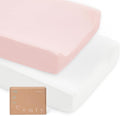 PurComfy Supersoft Diaper Changing Pad Covers, 2-Pack Premium Bamboo Viscose Change Table Pad Covers for Baby Girls and Boys, Hypoallergenic Stretchy Changing Table Cover Sheets