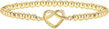 Gold Bracelets for Women 14K Gold Plated Bead Bracelet Hypoallergenic Stretch Bracelets for Women Elastic Bracelet Trendy Teen Gift Dainty Jewelry for Women