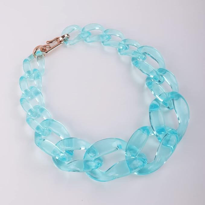 Wiwpar Acrylic Choker Necklace Statement Chunky Fashion Acrylic Necklace Colorful for Women (Lake green)