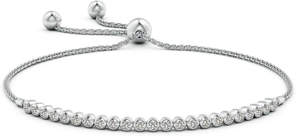 Angara Diamond Tennis Bolo Bracelet in 14K Solid Gold | Natural Diamond Adjustable Chain Bracelet for Women | April Birthstone Jewelry Gift For Women