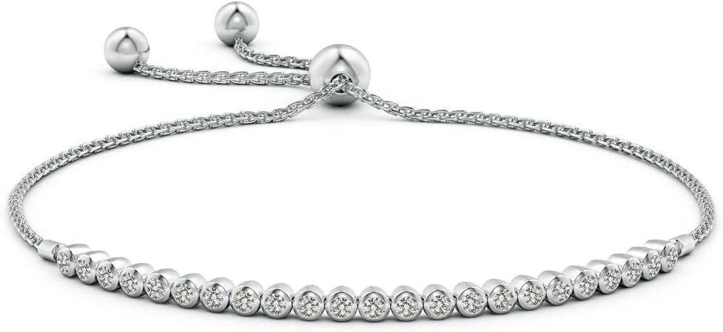 Angara Diamond Tennis Bolo Bracelet in 14K Solid Gold | Natural Diamond Adjustable Chain Bracelet for Women | April Birthstone Jewelry Gift For Women