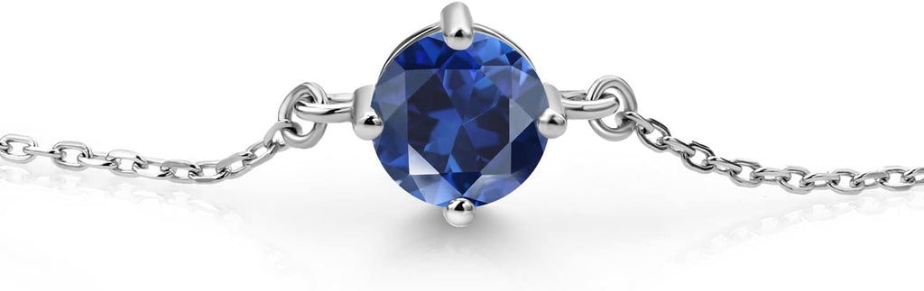 Gem Stone King Gemstone Birthstone Solitaire Bracelet For Women | 925 Sterling Silver | Round 6MM | Gift for Her Women Wife Mom Lady Daughter | Adjustable Bolo Bracelet | Easy-On Easy-Off