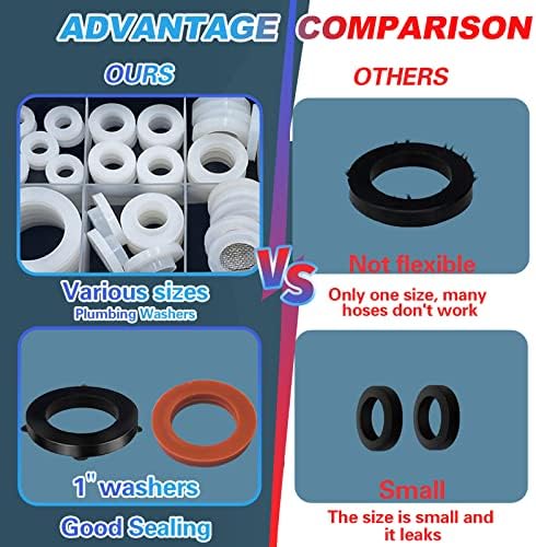 KEZE 24 Sizes Plumbing Washers Assorted Kit 165 PCS Garden Hose Washer Rubber - Image 7