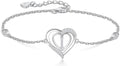 RIVIKO Heart Initial Bracelets for Women,925 Sterling Silver Letter Bracelets, Personalized Charm Alphabet Jewelry Valentines Christmas Mother’s Day Birthday Gifts for Women Friend Her Mom Wife Lady