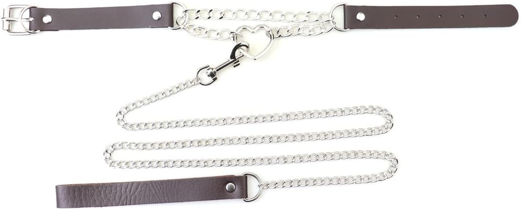 Harajuku Peach Heart Choker Punk Hauling Chain PU Leather Collar Gothic Necklace NightClub Goth Leash Belts