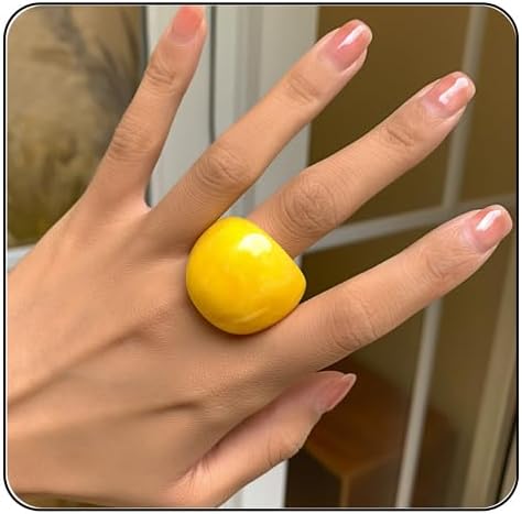 Colorful Chunky Acrylic Ring for Women,Vintage Statement Stackable Rings Candy Color Knuckle Finger Rings Y2K Fashion Classic Jewelry