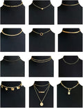 12pcs Chain Gold Bead Necklace Coin Moon Star Pearl Pendant Chain Choker Multilayer Necklace Leather Cord Set for Women Men Adjustable Gold Tone