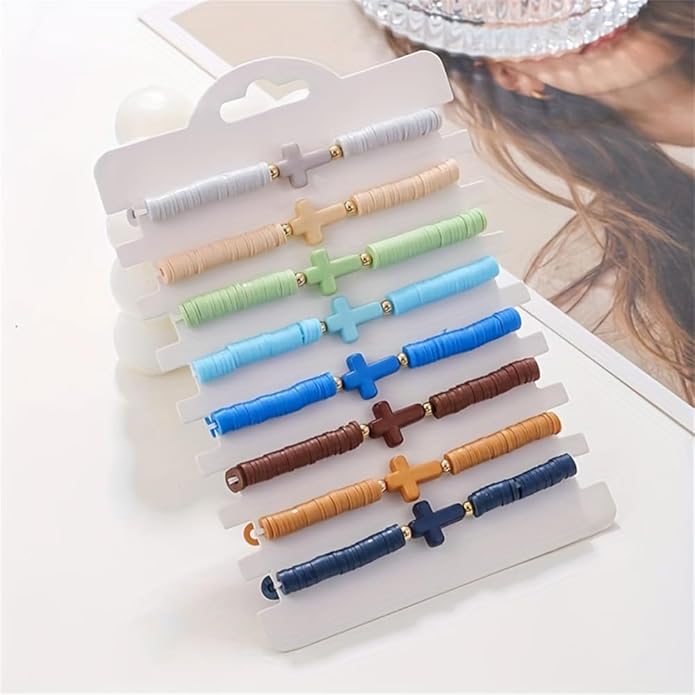 Friendship Bracelets Boho Stackable Bracelets for Women Surfer Heishi Clay Bead Bracelets Stretch Preppy Bracelets Colorful Boho Bracelets for Women