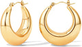Chunky Gold Hoop Earrings for Women Stainless Steel Cute Fashion Hypoallergenic Earrings Minimalist Jewelry