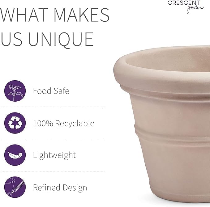 Crescent Garden Brunello Classic Rolled Rim Planter Pot, Indoor/Outdoor - Image 7