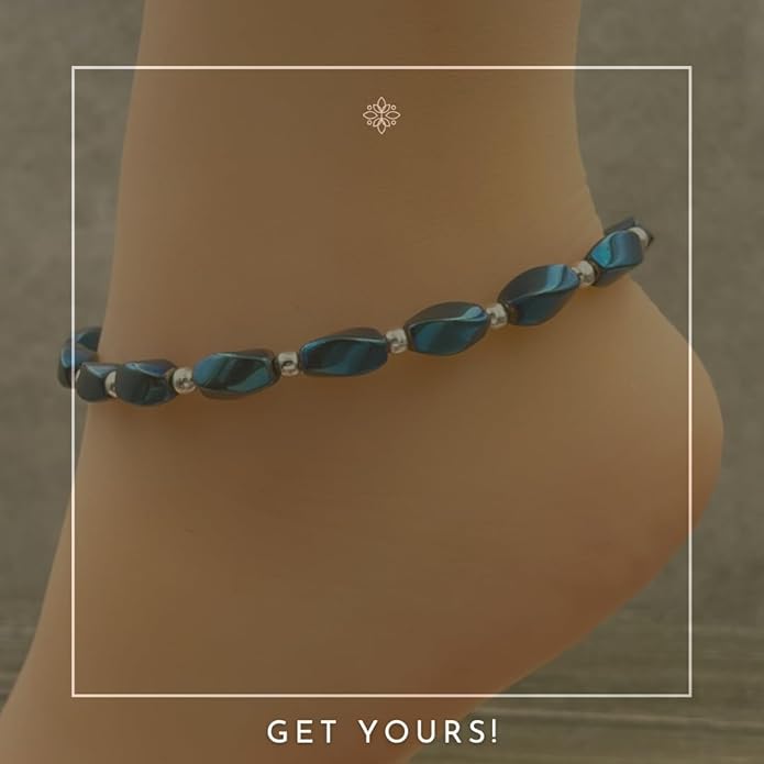 BESHEEK Rainbow Anklet Bracelet Hue Twisted Hematite and Round Artisan Beaded Anklet with Extension Handmade Hypoallergenic Beach Gala Wedding Style Jewelry