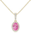 Angara Natural Pink Sapphire Pendant for Women | Vintage Style Oval Pink Sapphire Halo Pendant in 14K Solid Gold/Platinum With 18" Chain | Birthday, Anniversary, Gemstone Jewelry Gift