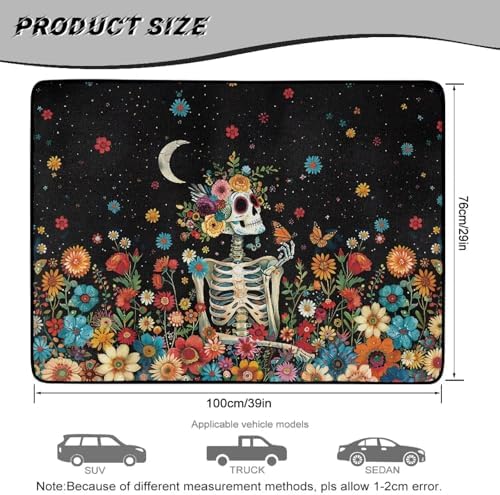 Colorful Flower Skull SUV Car Trunk Mat 29"x39" - Image 7