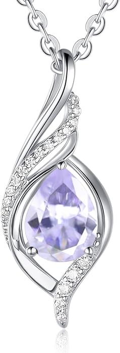 Birthstone Necklaces for Women Infinity Pendant S925 Sterling Silver Teardrop Pendant Necklace Anniversary Birthday Gifts for Women Wife Christmas Gifts for Her Mom Lady