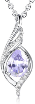 Birthstone Necklaces for Women Infinity Pendant S925 Sterling Silver Teardrop Pendant Necklace Anniversary Birthday Gifts for Women Wife Christmas Gifts for Her Mom Lady
