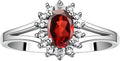 Rylos 14K White Gold Classic Halo Ring: Diamonds, 6X4MM Oval Gemstone - Birthstone Jewelry for Women - Stunning Diamond Gold Ring Sizes 5-10
