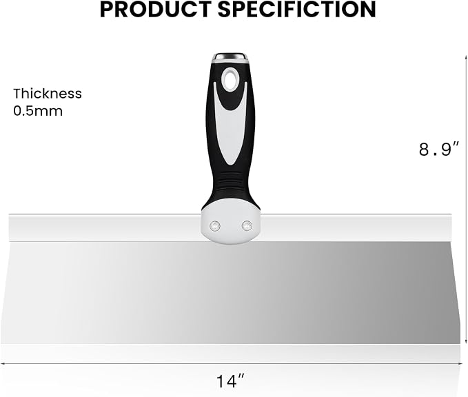 Mister Rui 14" Stainless Steel Drywall Taping Knife, Skimming Blade | 14" - Image 7