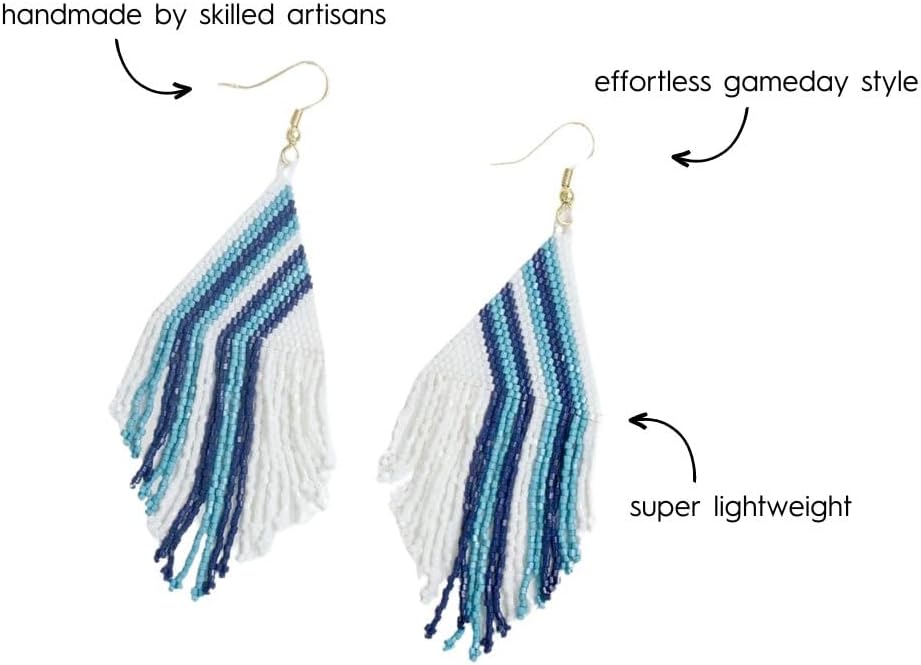 INK+ALLOY Game Day Earrings for Women, Luxe Beaded Fringe Earrings for Football Gameday Outfits, Handmade Jewelry for College Students, Team Gifts, Teachers, Football Moms