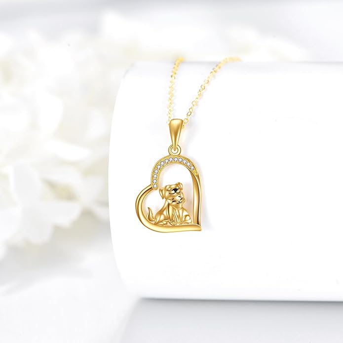 KECHO 14K Gold Animal Pendant Necklace - Dainty Zodiac & Pet Inspired Charm Necklace for Women - 16+1+1"