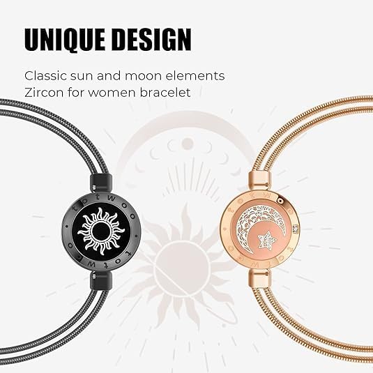 TOTWOO Long Distance Touch Bracelets for Couples, Smart Light & Vibration Love Jewelry, Long Distance Valentines Day Gifts for Him Her Women Men, One-to-One Bluetooth Pairing via App