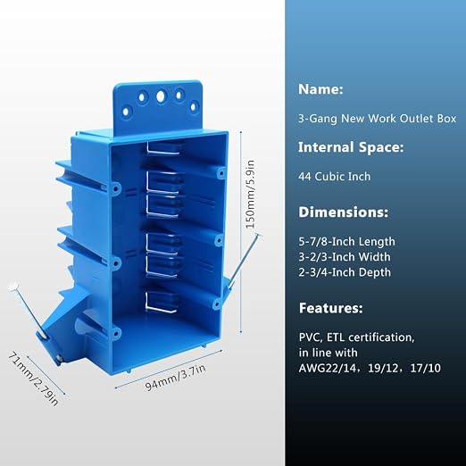 3-Gang PVC New Work Electrical Box, 3 Pack | 5-7/8-in Length by 3-2/3-in Width - Image 4