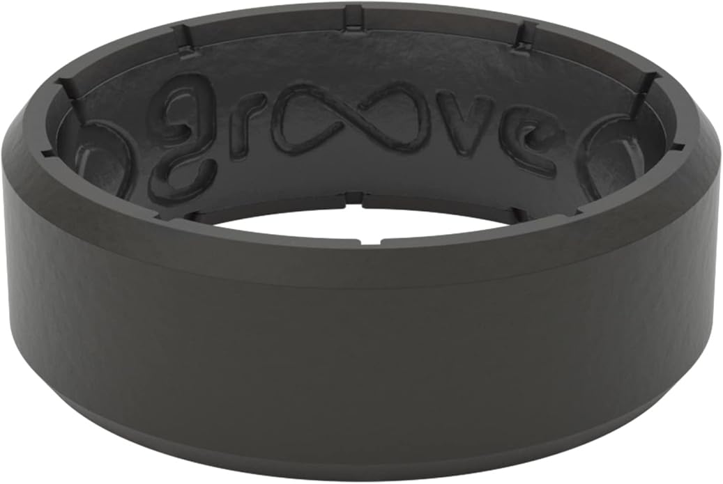 Groove Life Edge Silicone Ring - Breathable Rubber Wedding Rings for Men, Unique Design, Comfort Fit Ring