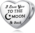 Birthday Fashion Love Heart Dangle Charm 925 Sterling Silver Charms fits Bracelets and Necklace Pendant Bead Charms Jewelry Present for Women Family Friends
