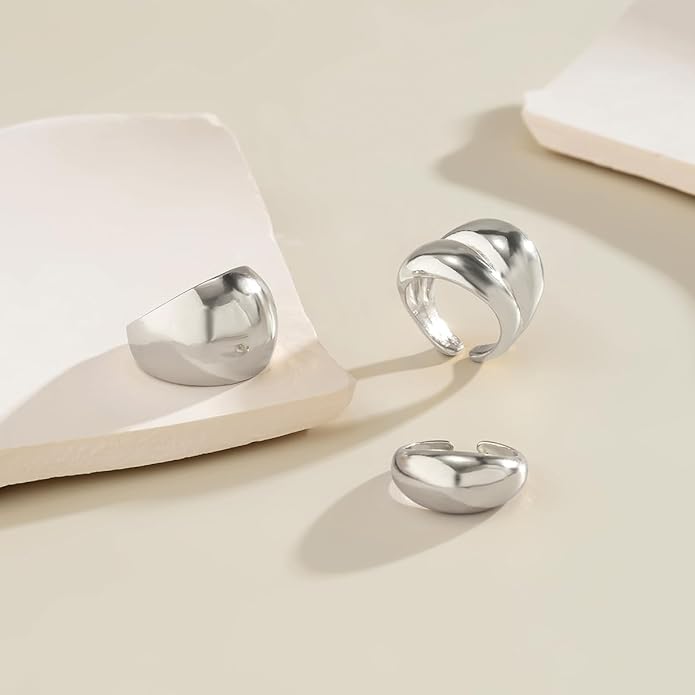 Sora Tuki Rings for Women Chunky Rings Set Adjustable Stackable Ring for Women Bold Thick Statement Ring Trendy Chunky Jewelry