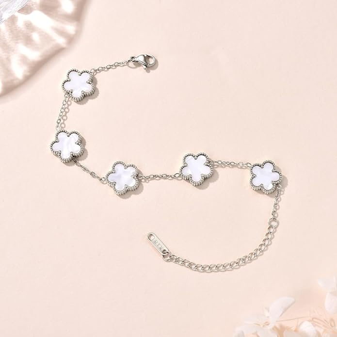 18K Gold-Plated Four Leaf Clover Bracelet for Women,Adjustable lucky Bracelet Set Jewelry Gift-Hypoallergenic Charm for Birthdays, Wellness & Daily Wear
