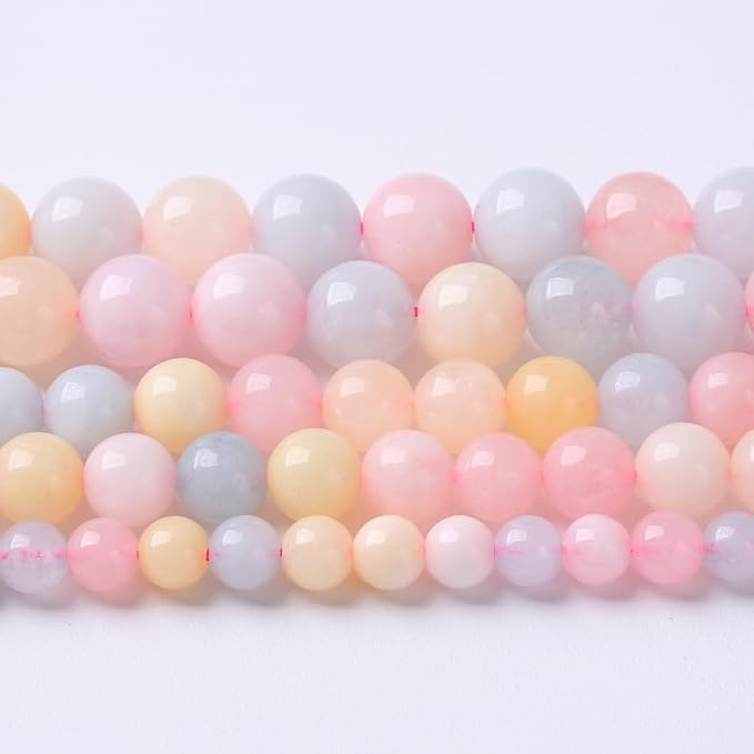 120PCS 6mm Natural Stone Morganite Beads Round Loose Beads for Jewelry Making DIY Bracelets Necklaces Crystal Energy Healing Stone Beads 32" 2 Strand