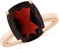 Angara Cushion Garnet Solitaire Ring in Sterling Silver/14K Solid Gold/Platinum | Natural Garnet Solitaire Ring for Women | January Birthday, Anniversary, Gemstone Jewelry Gift