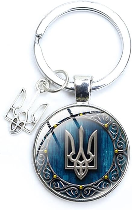 Ukraine Trident - Keychains Handmade Glass Cabochon Alloys - Ukraine Gifts - Ukrainian Jewelry
