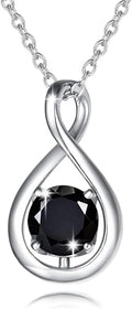 FANCIME Birthstone Necklaces for Women Fine Jewelry Sterling Silver Dainty Infinity Pendant Anniversary Birthday Christmas Gifts for Her Wife Mom Lady Daughter, Chain 16"+2" Extend
