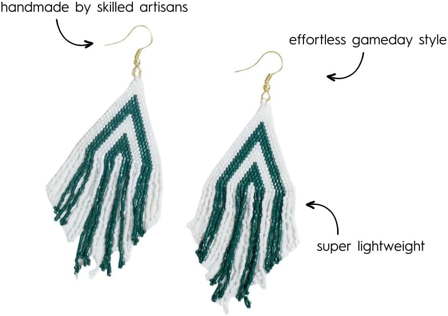 INK+ALLOY Game Day Earrings for Women, Luxe Beaded Fringe Earrings for Football Gameday Outfits, Handmade Jewelry for College Students, Team Gifts, Teachers, Football Moms