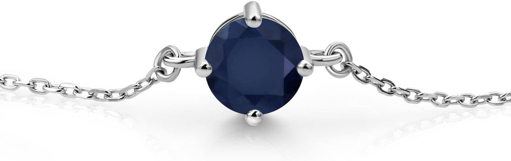 Gem Stone King Gemstone Birthstone Solitaire Bracelet For Women | 925 Sterling Silver | Round 6MM | Gift for Her Women Wife Mom Lady Daughter | Adjustable Bolo Bracelet | Easy-On Easy-Off