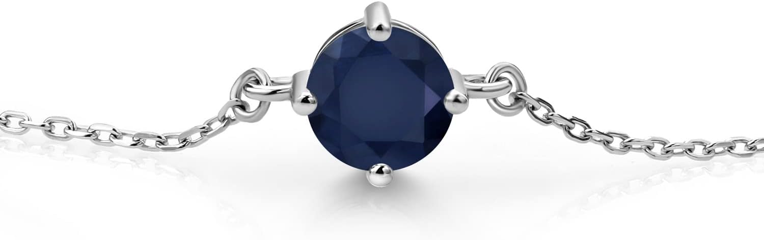 Gem Stone King Gemstone Birthstone Solitaire Bracelet For Women | 925 Sterling Silver | Round 6MM | Gift for Her Women Wife Mom Lady Daughter | Adjustable Bolo Bracelet | Easy-On Easy-Off