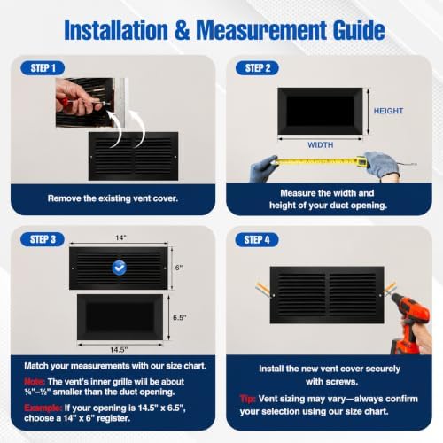 14x6 Black Steel Return Air Grille, Fits 14"W x 6"H Duct Opening - Image 5