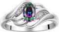 Rylos Ring featuring Classic Style, 6X4MM Birthstone Gemstone, & Diamonds - Elegant Jewelry for Women in Sterling Silver, Sizes 5-10