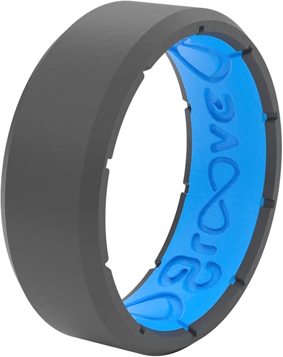 Groove Life Edge Silicone Ring - Breathable Rubber Wedding Rings for Men, Unique Design, Comfort Fit Ring