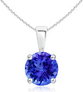 Angara Natural Tanzanite Solitaire Pendant for Women | Round Tanzanite Solitaire Pendant Necklace in 14K Solid Gold/Silver/Platinum With 18" Chain | December Birthday, Gemstone Jewelry Gift