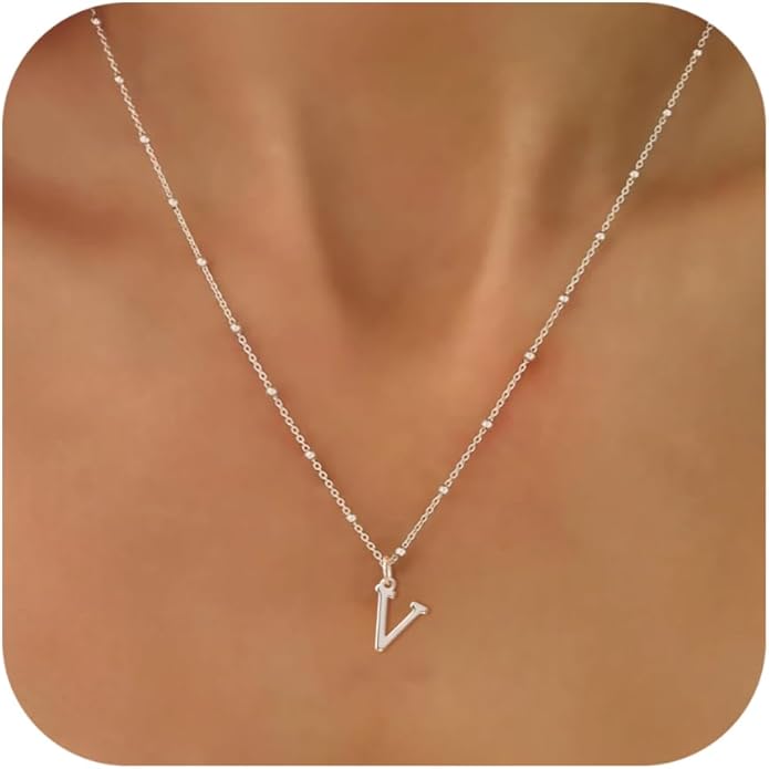 Valentines Gifts for Her Women - Initial Necklaces for Women Dainty 14k Gold Plated A-Z Letter Pendant Name Necklaces Cute Charm Choker Fashion Accessories Non Tarnish Trendy Jewelry Gift