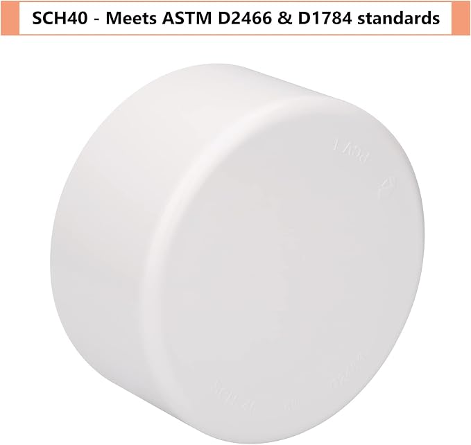 6" PVC Pipe End Cap Fitting Schedule 40 Furniture Grade PVC Pipe End Cap Plug - Image 3