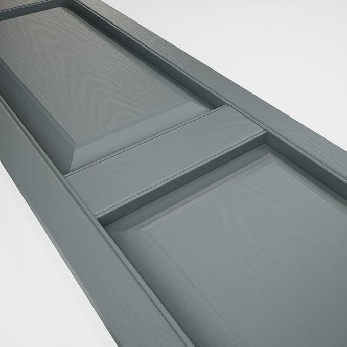 14 3/4"W x 35"H Lifetime Vinyl, Standard Two Equal Panels, Raised Panel Shutters - Image 13