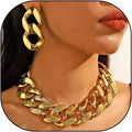 YOOESTORES82 Acrylic Gold Chunky Chain Necklace Earrings Set for Women,Punk Short Thick Wide Cuban Link Choker Necklaces Trendy Drop Dangle Earring Jewelry Set