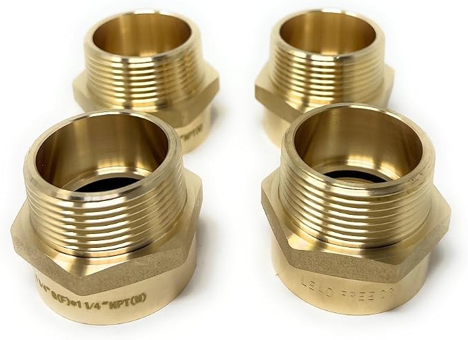 Cascada Lead-Free 1 1/4" G Thread Female to NPT Male Adapter | Brass Pipe - Image 6